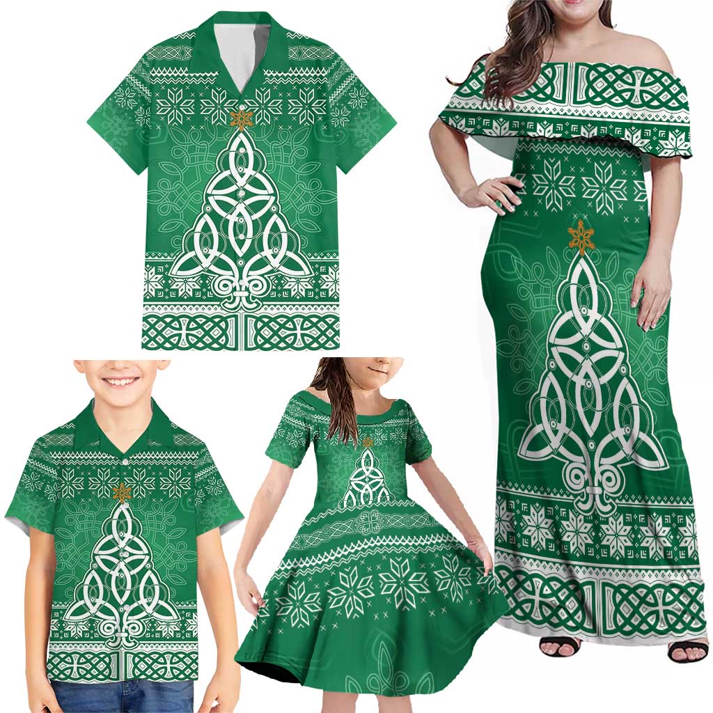 Christmas Ireland Celtic Family Matching Off Shoulder Maxi Dress and Hawaiian Shirt Special Xmas Tree - Wonder Print Shop