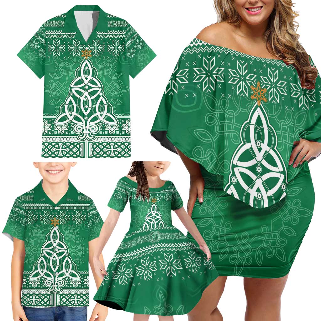 Christmas Ireland Celtic Family Matching Off Shoulder Short Dress and Hawaiian Shirt Special Xmas Tree - Wonder Print Shop