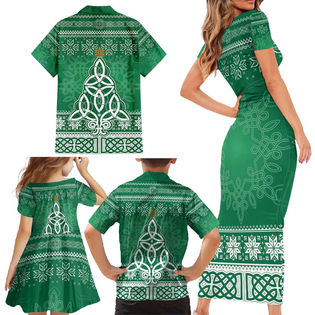 Christmas Ireland Celtic Family Matching Short Sleeve Bodycon Dress and Hawaiian Shirt Special Xmas Tree - Wonder Print Shop