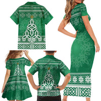 Christmas Ireland Celtic Family Matching Short Sleeve Bodycon Dress and Hawaiian Shirt Special Xmas Tree - Wonder Print Shop