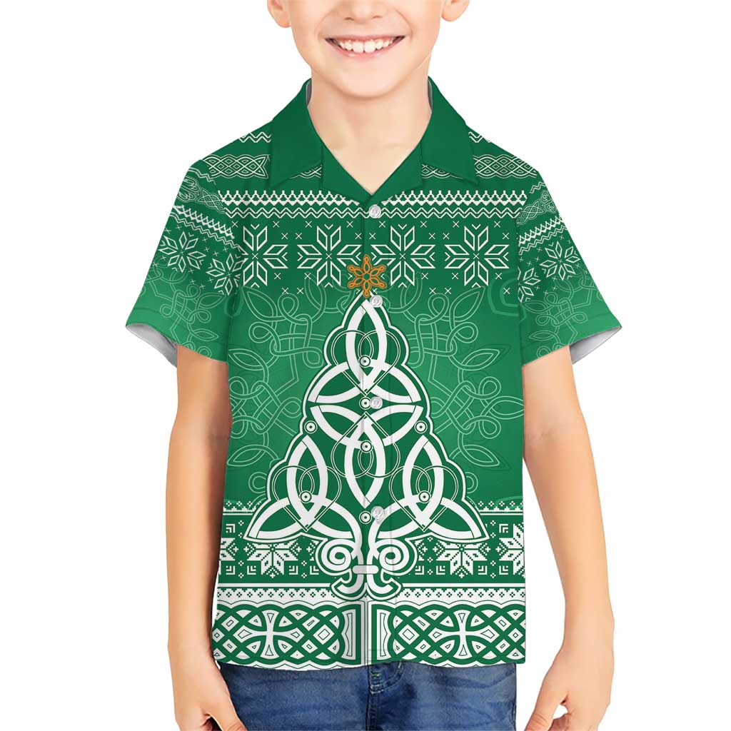 Christmas Ireland Celtic Family Matching Short Sleeve Bodycon Dress and Hawaiian Shirt Special Xmas Tree - Wonder Print Shop