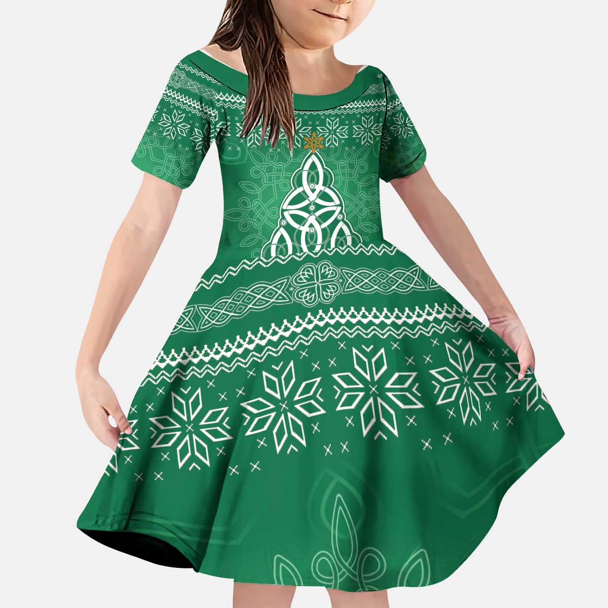 Christmas Ireland Celtic Kid Short Sleeve Dress Special Xmas Tree - Wonder Print Shop
