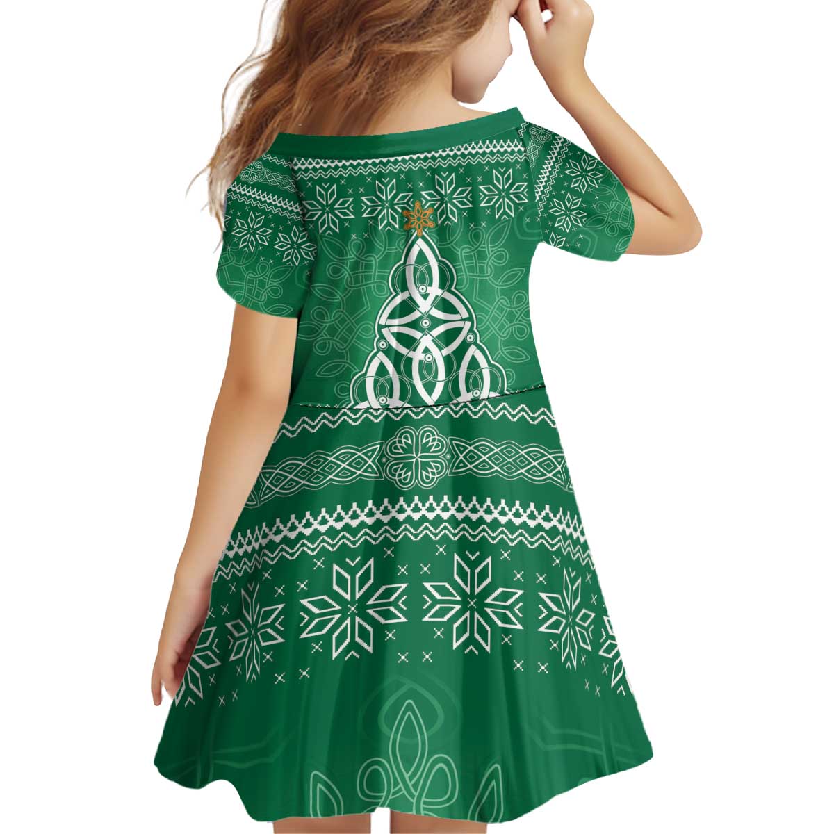 Christmas Ireland Celtic Kid Short Sleeve Dress Special Xmas Tree - Wonder Print Shop