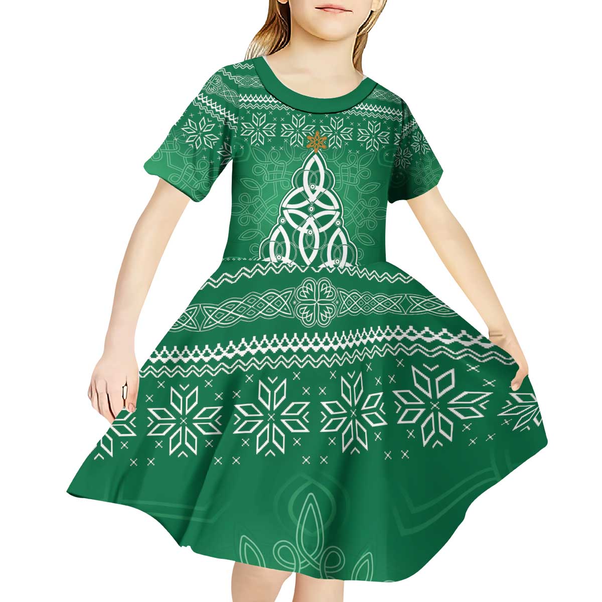 Christmas Ireland Celtic Kid Short Sleeve Dress Special Xmas Tree - Wonder Print Shop
