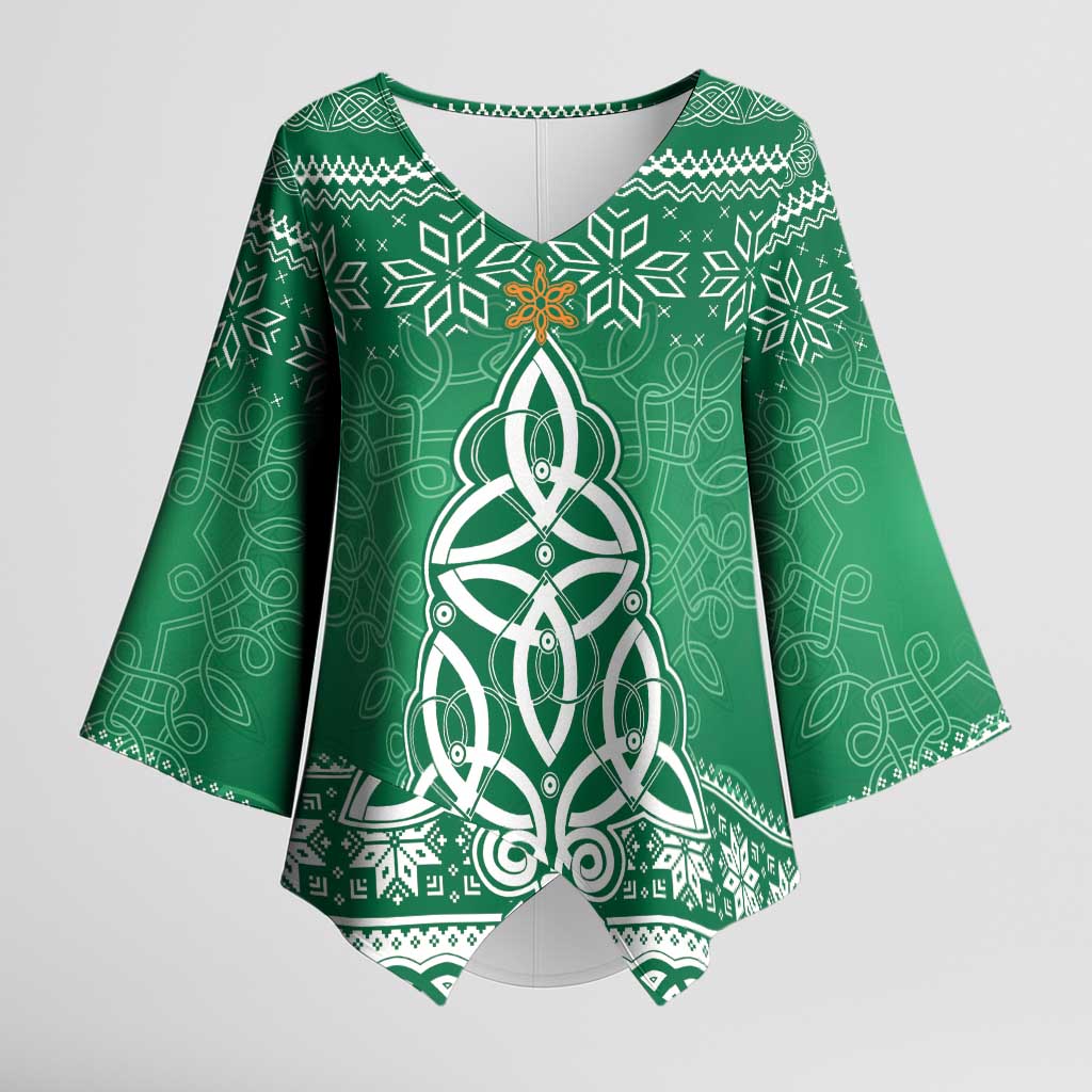 Christmas Ireland Celtic Kimono Sleeve Blouse Special Xmas Tree - Wonder Print Shop