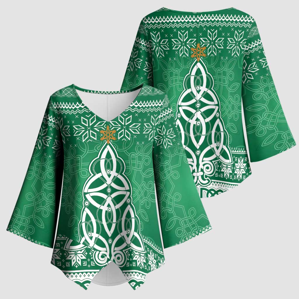 Christmas Ireland Celtic Kimono Sleeve Blouse Special Xmas Tree - Wonder Print Shop