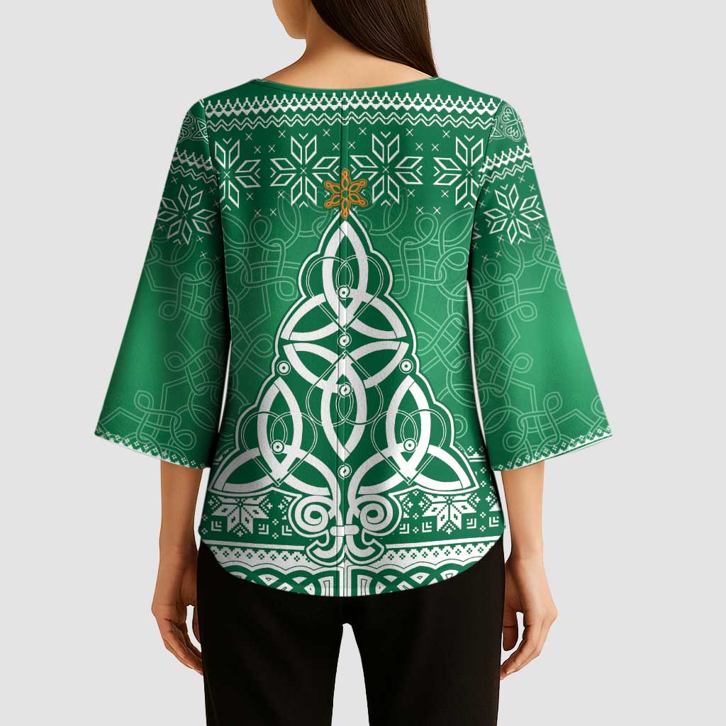 Christmas Ireland Celtic Kimono Sleeve Blouse Special Xmas Tree - Wonder Print Shop