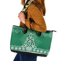 Christmas Ireland Celtic Leather Tote Bag Special Xmas Tree - Wonder Print Shop