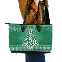 Christmas Ireland Celtic Leather Tote Bag Special Xmas Tree - Wonder Print Shop