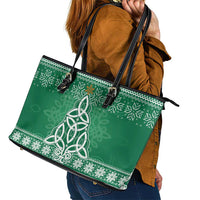 Christmas Ireland Celtic Leather Tote Bag Special Xmas Tree - Wonder Print Shop