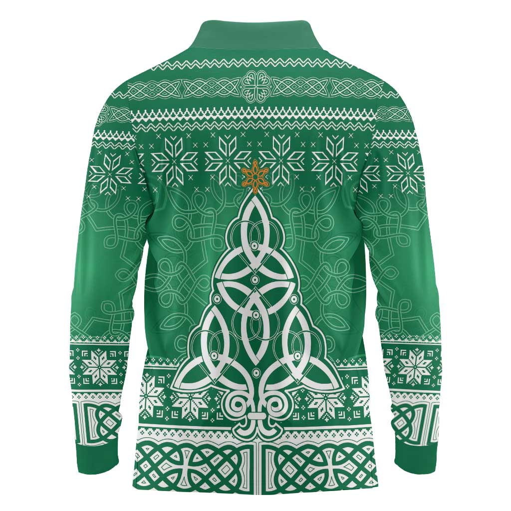 Christmas Ireland Celtic Long Sleeve Polo Shirt Special Xmas Tree - Wonder Print Shop