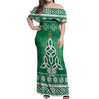 Christmas Ireland Celtic Off Shoulder Maxi Dress Special Xmas Tree - Wonder Print Shop