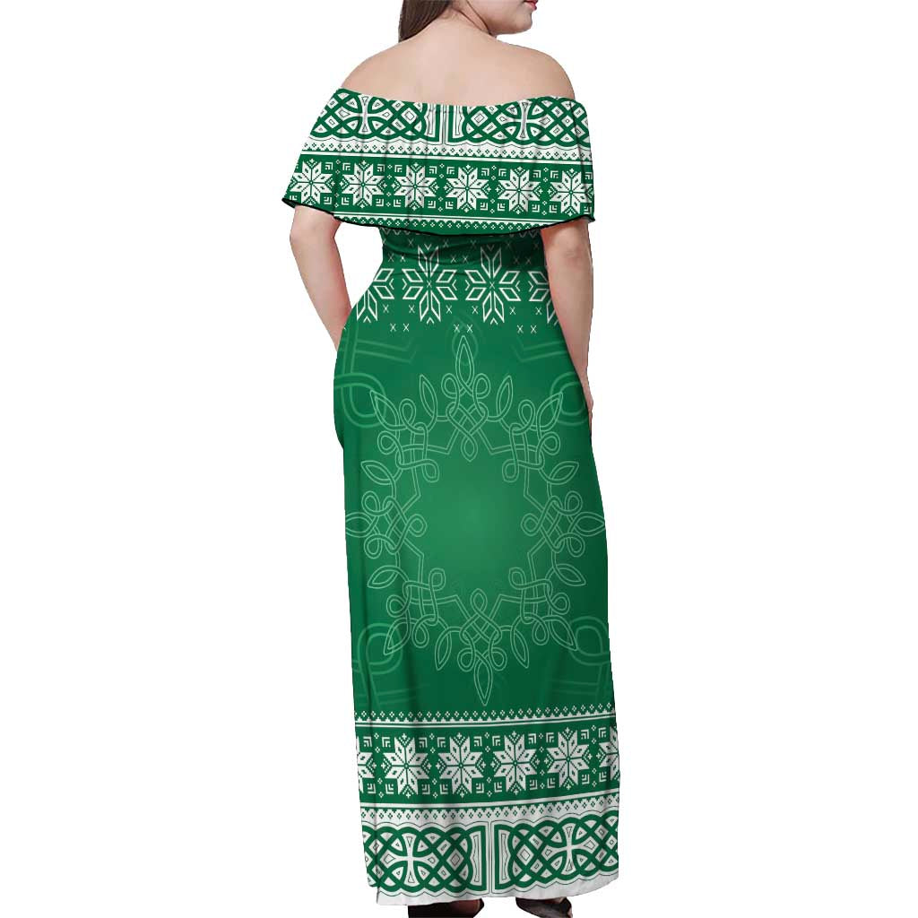 Christmas Ireland Celtic Off Shoulder Maxi Dress Special Xmas Tree - Wonder Print Shop