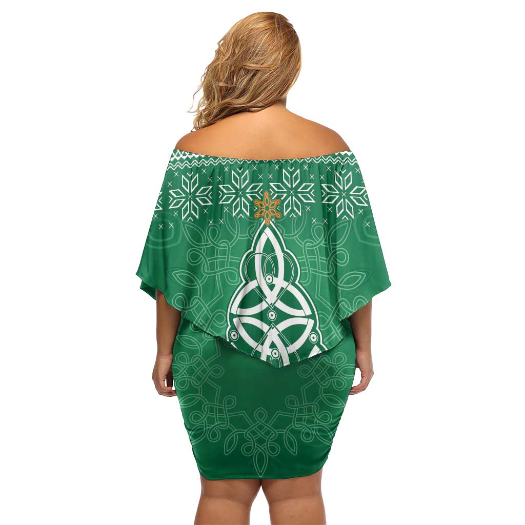 Christmas Ireland Celtic Off Shoulder Short Dress Special Xmas Tree - Wonder Print Shop