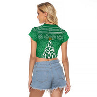 Christmas Ireland Celtic Raglan Cropped T Shirt Special Xmas Tree - Wonder Print Shop