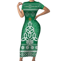 Christmas Ireland Celtic Short Sleeve Bodycon Dress Special Xmas Tree - Wonder Print Shop
