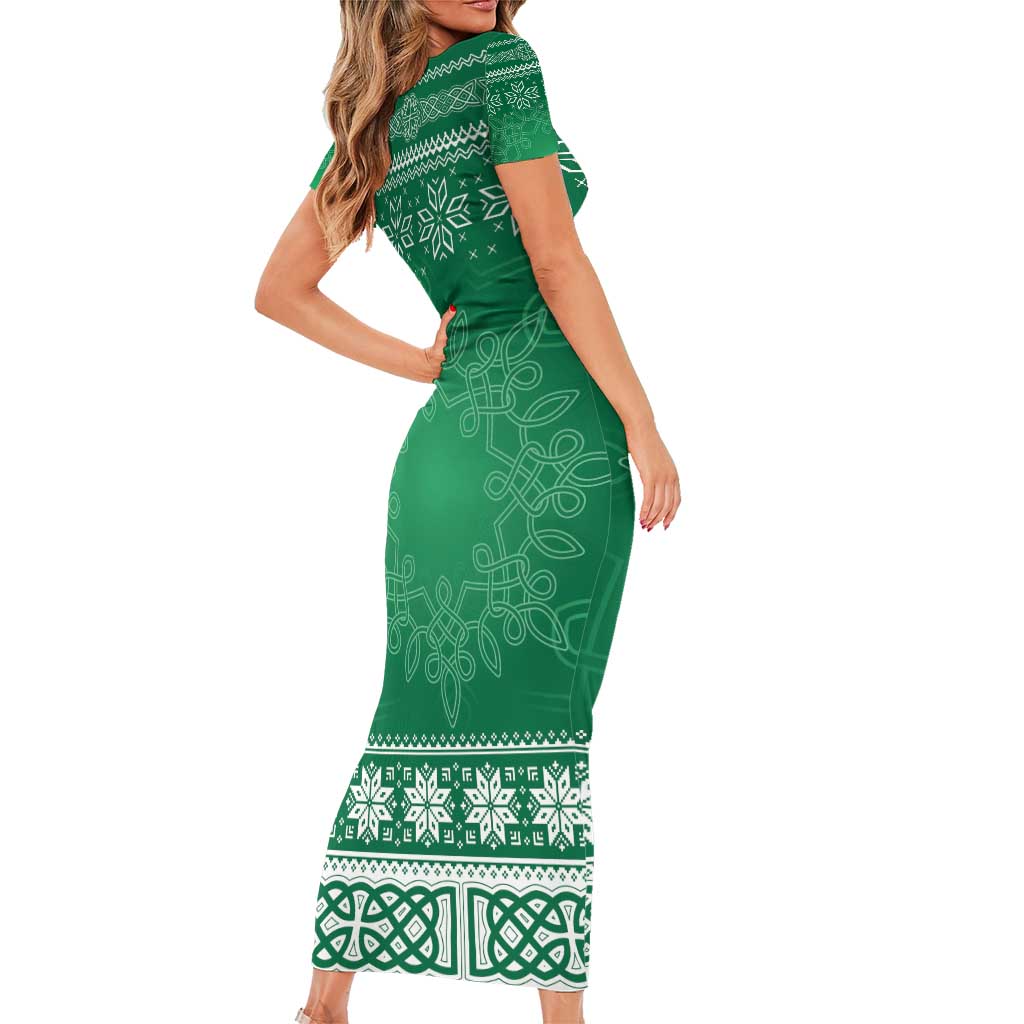 Christmas Ireland Celtic Short Sleeve Bodycon Dress Special Xmas Tree - Wonder Print Shop
