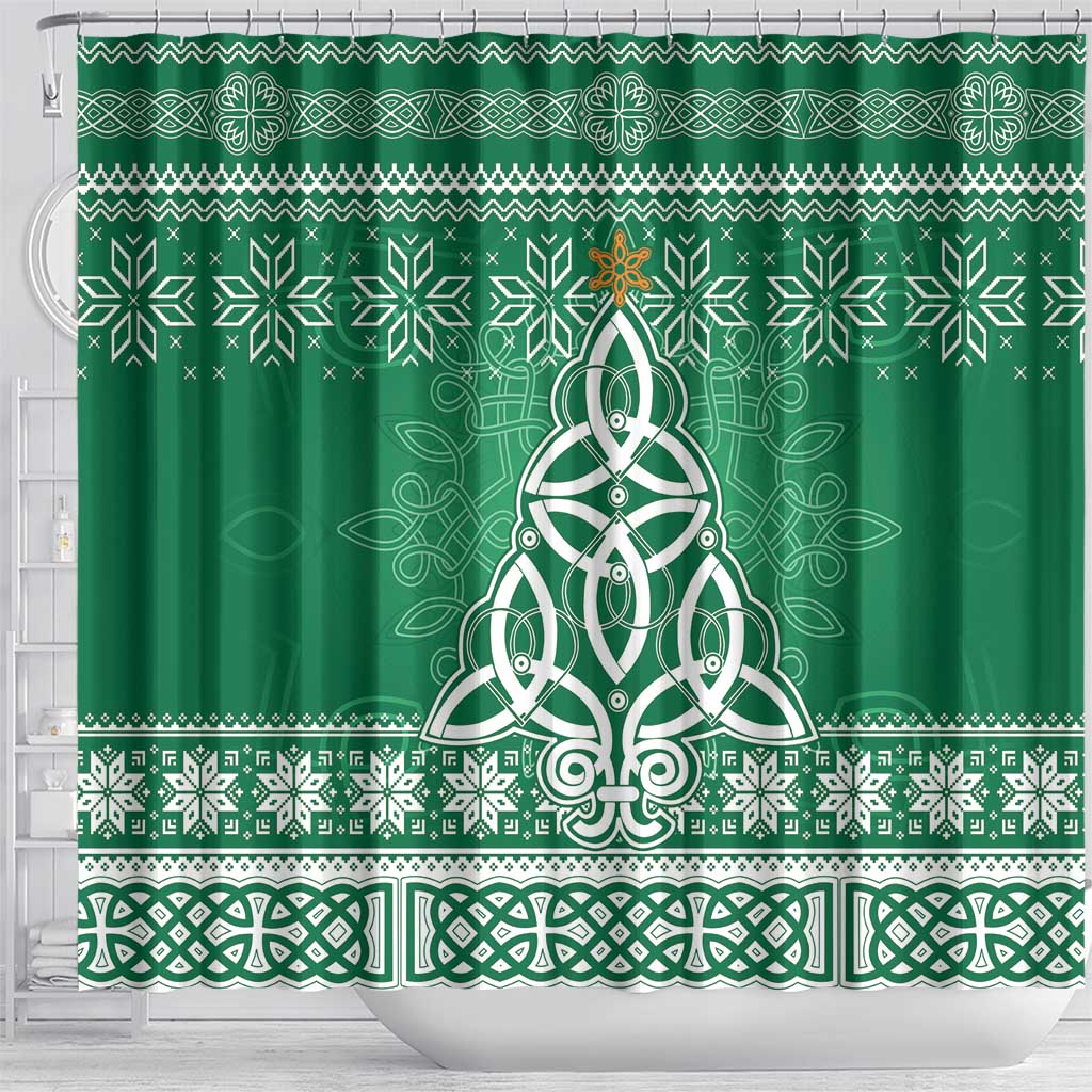 Christmas Ireland Celtic Shower Curtain Special Xmas Tree - Wonder Print Shop