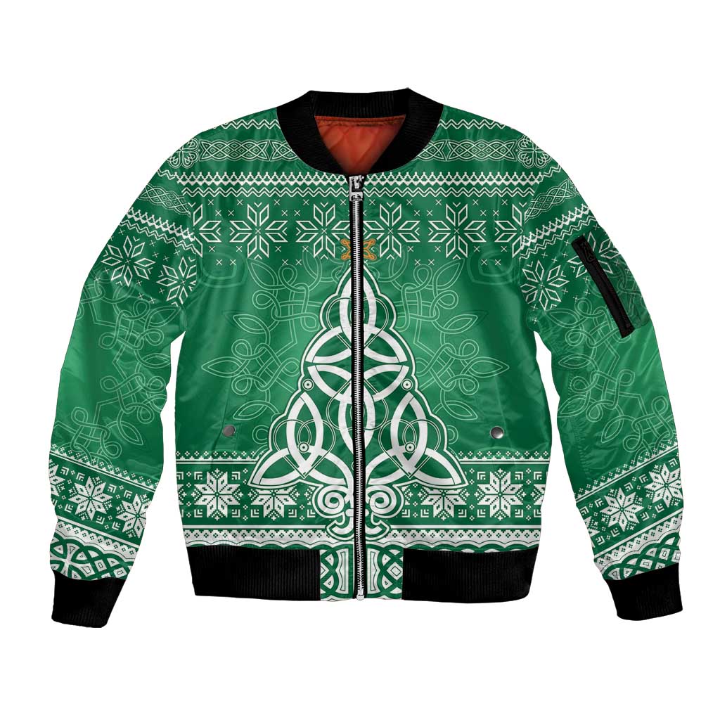 Christmas Ireland Celtic Sleeve Zip Bomber Jacket Special Xmas Tree - Wonder Print Shop