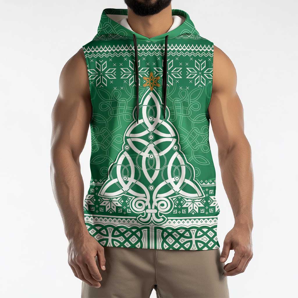 Christmas Ireland Celtic Sleeveless Hoodie Special Xmas Tree - Wonder Print Shop