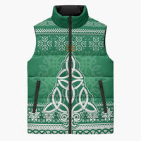 Christmas Ireland Celtic Sleeveless Puffer Jacket Special Xmas Tree - Wonder Print Shop