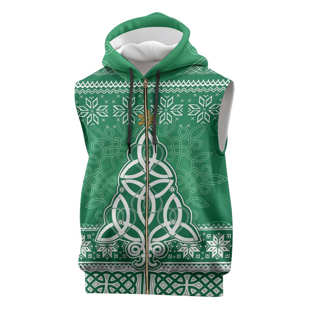 Christmas Ireland Celtic Sleeveless Zip Hoodie Special Xmas Tree - Wonder Print Shop