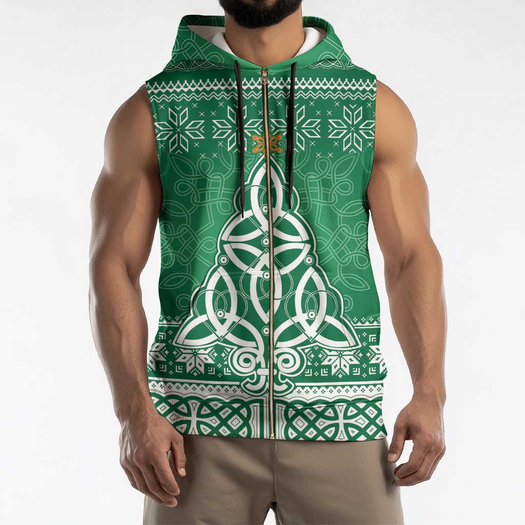 Christmas Ireland Celtic Sleeveless Zip Hoodie Special Xmas Tree - Wonder Print Shop