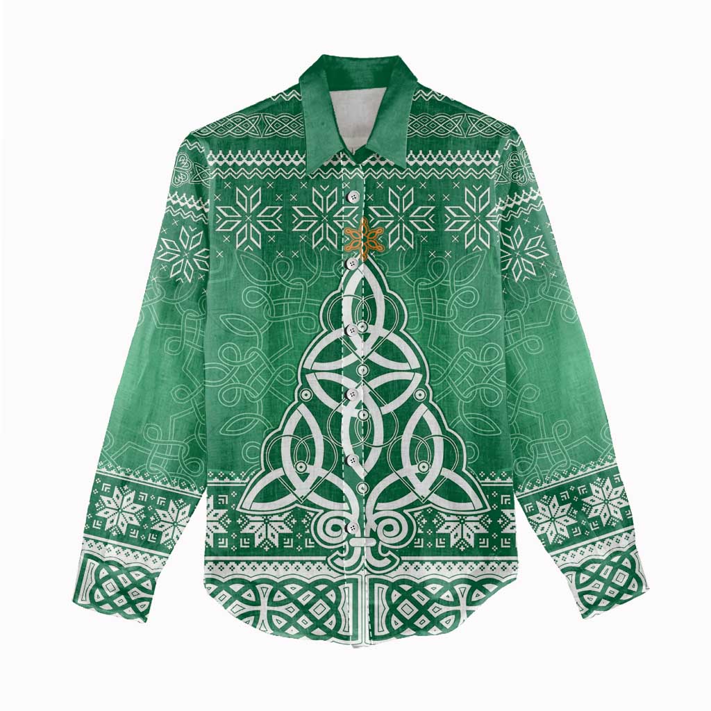 Christmas Ireland Celtic Women Casual Shirt Special Xmas Tree - Wonder Print Shop