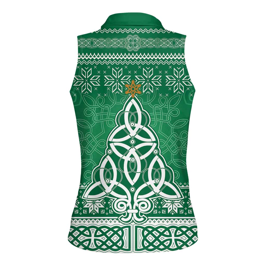 Christmas Ireland Celtic Women Sleeveless Polo Shirt Special Xmas Tree - Wonder Print Shop