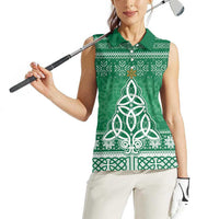 Christmas Ireland Celtic Women Sleeveless Polo Shirt Special Xmas Tree - Wonder Print Shop