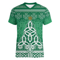 Christmas Ireland Celtic Women V-Neck T-Shirt Special Xmas Tree - Wonder Print Shop