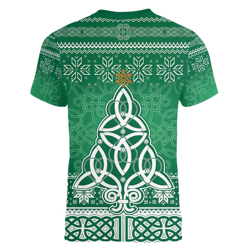 Christmas Ireland Celtic Women V-Neck T-Shirt Special Xmas Tree - Wonder Print Shop