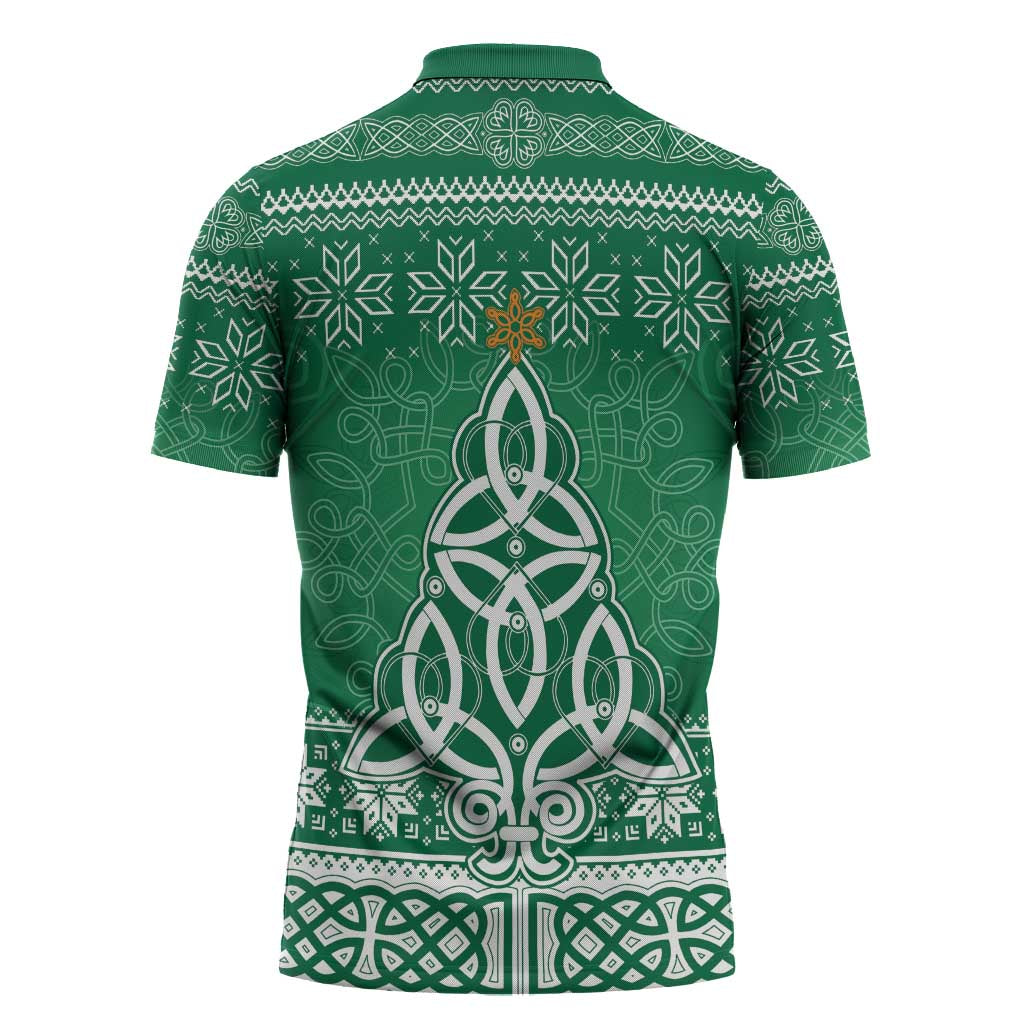 Christmas Ireland Celtic Zipper Polo Shirt Special Xmas Tree - Wonder Print Shop