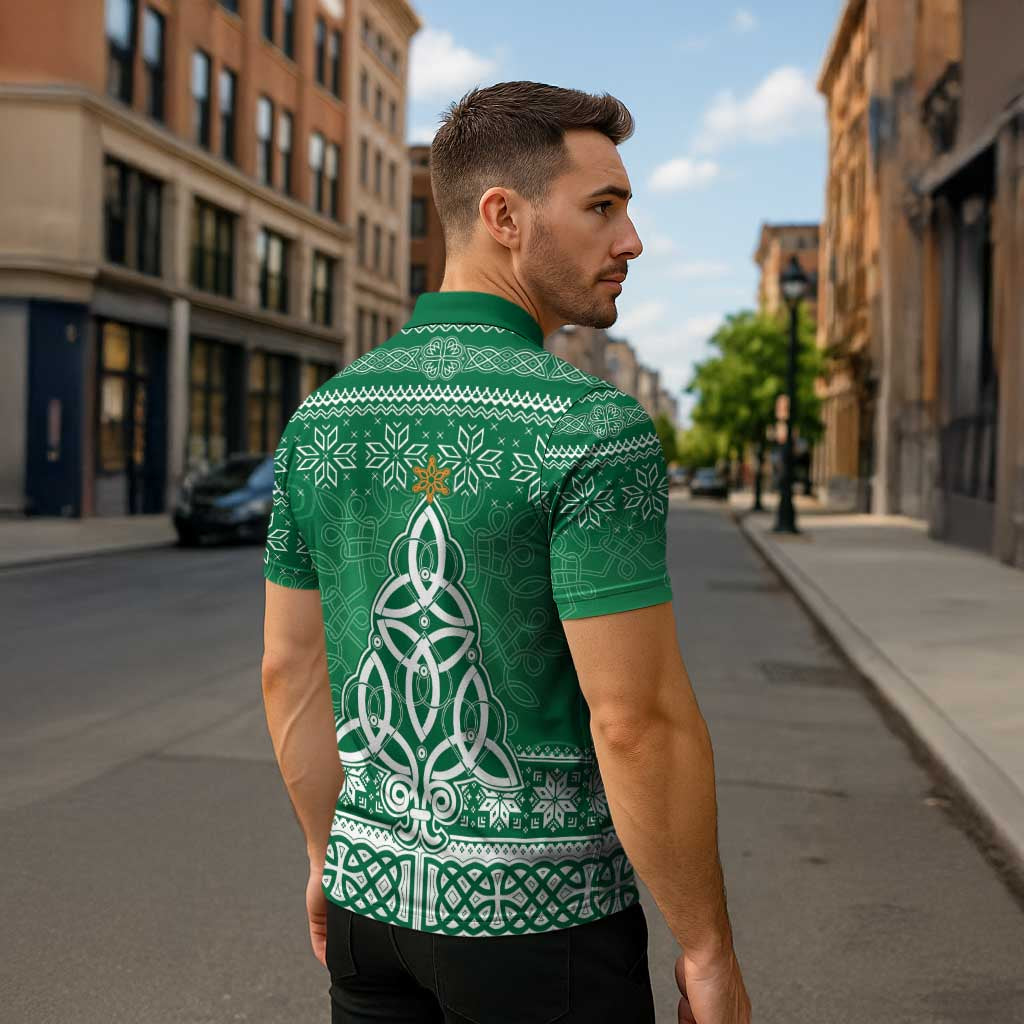 Christmas Ireland Celtic Zipper Polo Shirt Special Xmas Tree - Wonder Print Shop