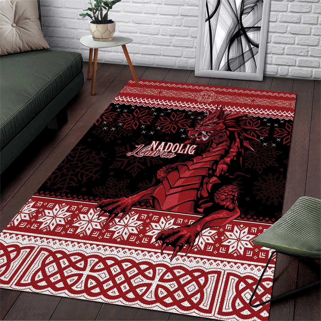 Christmas Wales Celtic Area Rug Welsh Dragon Nadolig Llawen - Wonder Print Shop