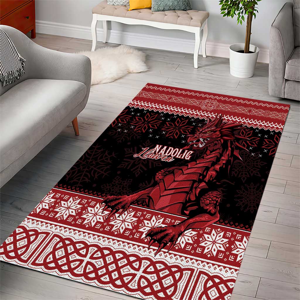 Christmas Wales Celtic Area Rug Welsh Dragon Nadolig Llawen - Wonder Print Shop