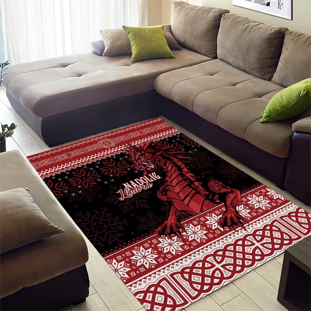 Christmas Wales Celtic Area Rug Welsh Dragon Nadolig Llawen - Wonder Print Shop