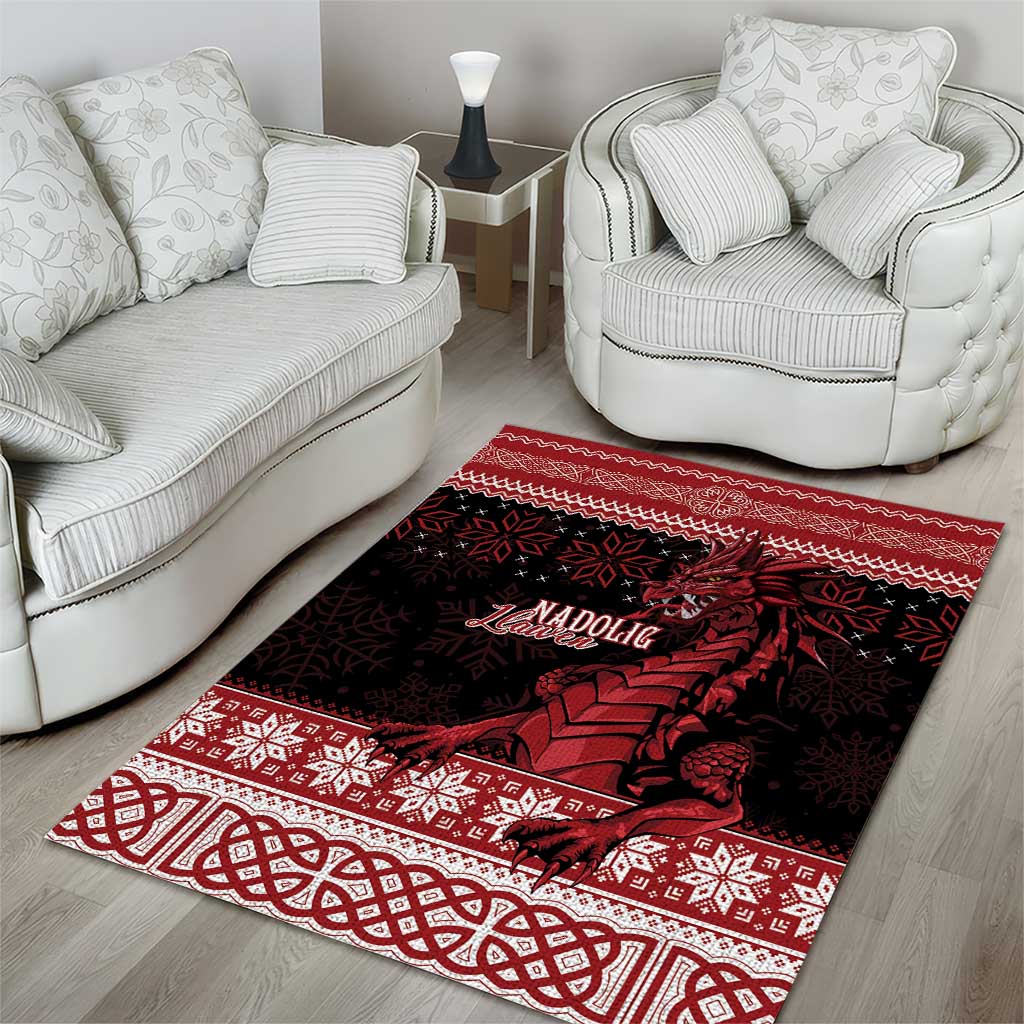 Christmas Wales Celtic Area Rug Welsh Dragon Nadolig Llawen - Wonder Print Shop