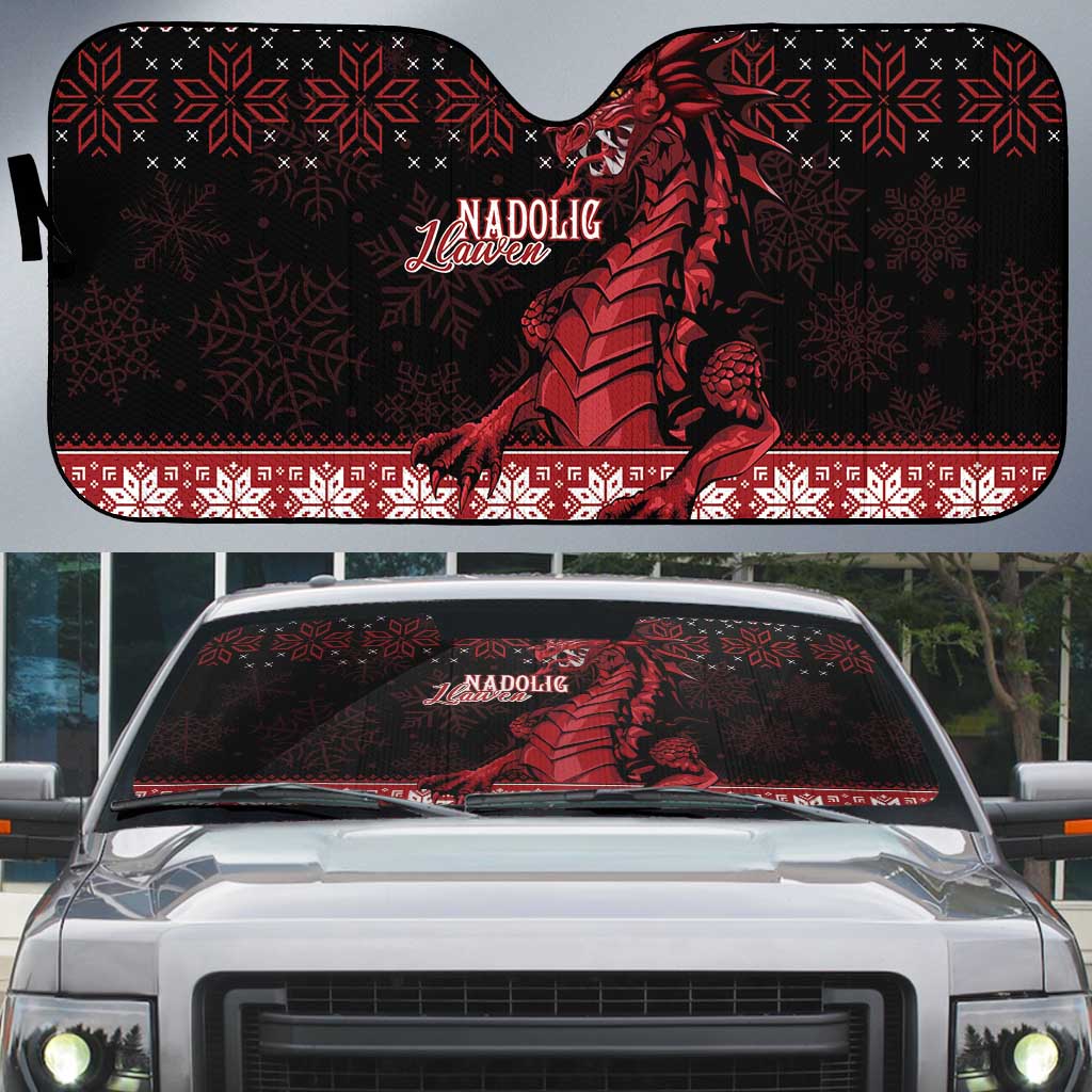 Christmas Wales Celtic Auto Sun Shade Welsh Dragon Nadolig Llawen - Wonder Print Shop