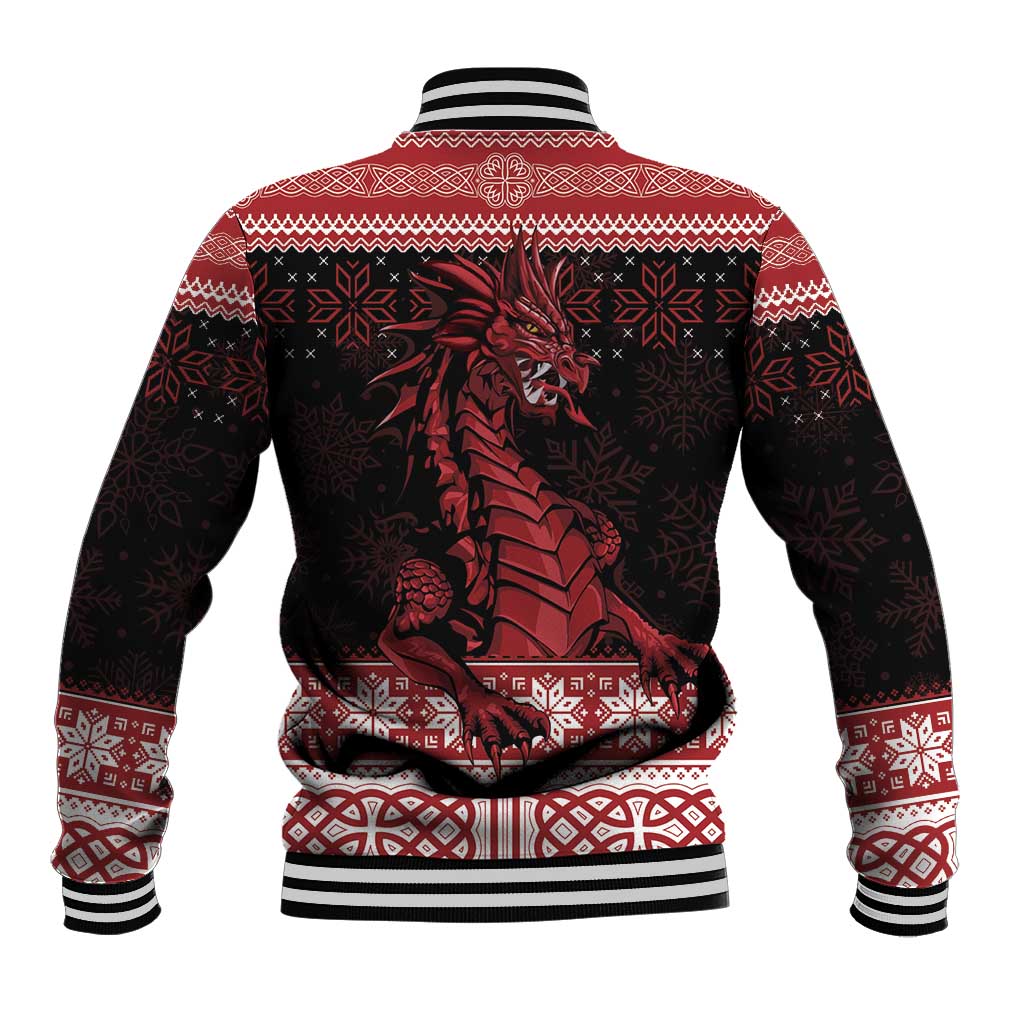 Christmas Wales Celtic Baseball Jacket Welsh Dragon Nadolig Llawen - Wonder Print Shop