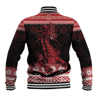 Christmas Wales Celtic Baseball Jacket Welsh Dragon Nadolig Llawen - Wonder Print Shop