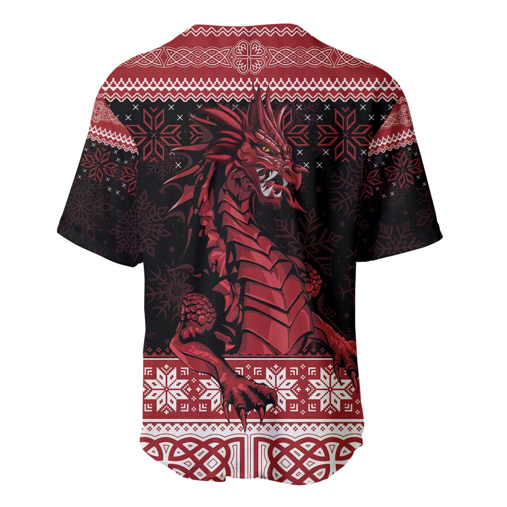 Christmas Wales Celtic Baseball Jersey Welsh Dragon Nadolig Llawen - Wonder Print Shop