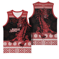 Christmas Wales Celtic Basketball Jersey Welsh Dragon Nadolig Llawen - Wonder Print Shop