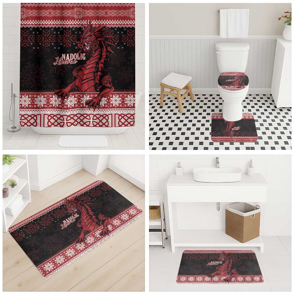 Christmas Wales Celtic Bathroom Set Welsh Dragon Nadolig Llawen - Wonder Print Shop
