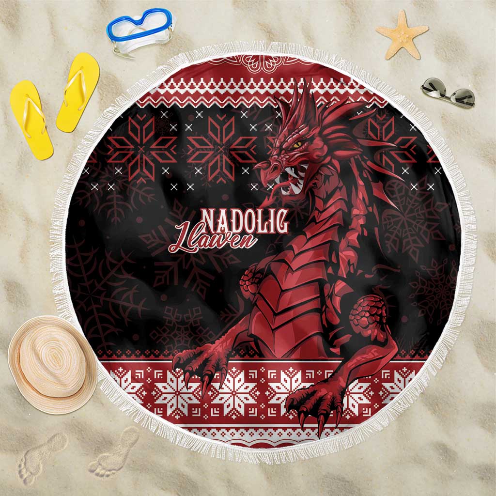 Christmas Wales Celtic Beach Blanket Welsh Dragon Nadolig Llawen - Wonder Print Shop