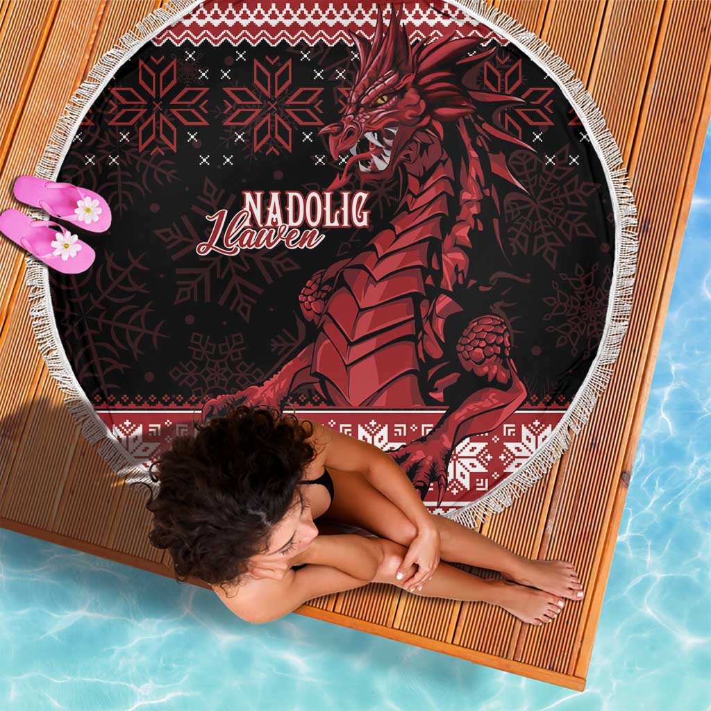 Christmas Wales Celtic Beach Blanket Welsh Dragon Nadolig Llawen - Wonder Print Shop