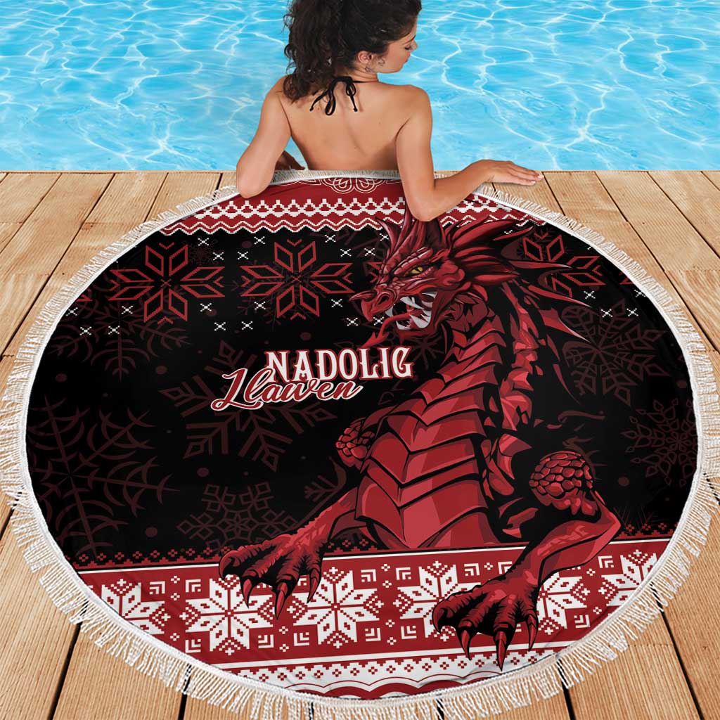 Christmas Wales Celtic Beach Blanket Welsh Dragon Nadolig Llawen - Wonder Print Shop