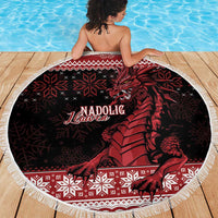 Christmas Wales Celtic Beach Blanket Welsh Dragon Nadolig Llawen - Wonder Print Shop
