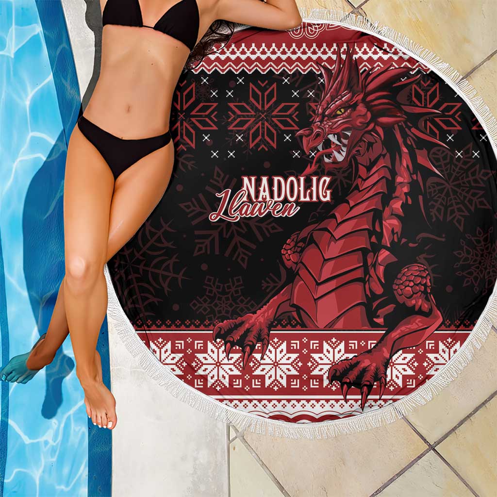 Christmas Wales Celtic Beach Blanket Welsh Dragon Nadolig Llawen - Wonder Print Shop