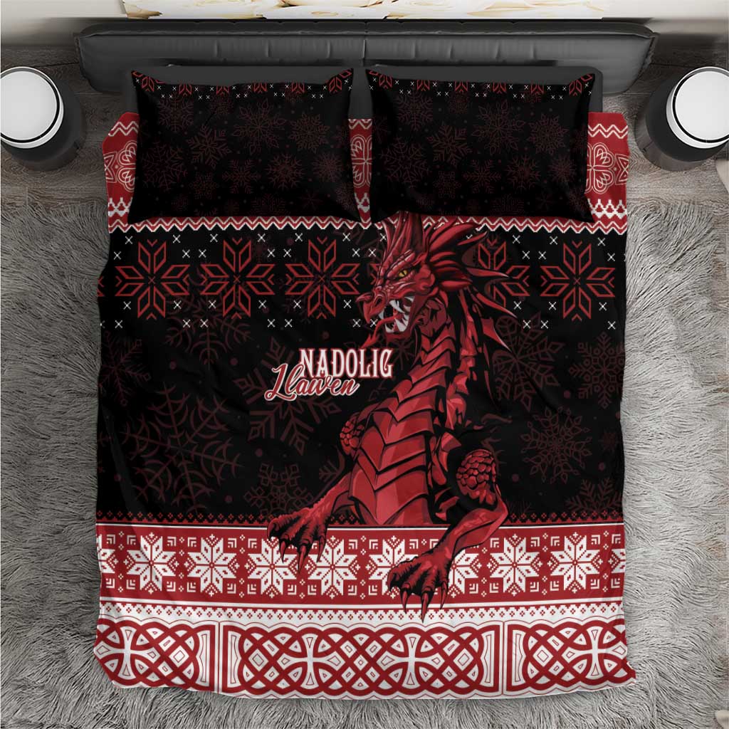Christmas Wales Celtic Bedding Set Welsh Dragon Nadolig Llawen - Wonder Print Shop